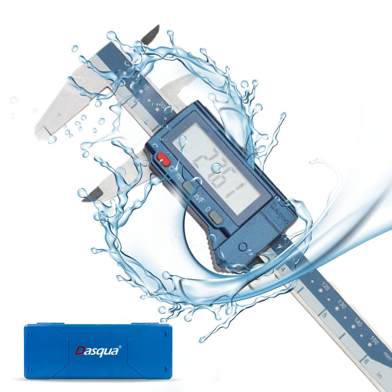 [Australia - AusPower] - Dasqua 6" Digital Caliper Stainless Steel - IP54 Rated with Large Screen, in/mm/Fraction Conversion. High Precision ±0.001" Accuracy, Includes Protective Case 0-6" 