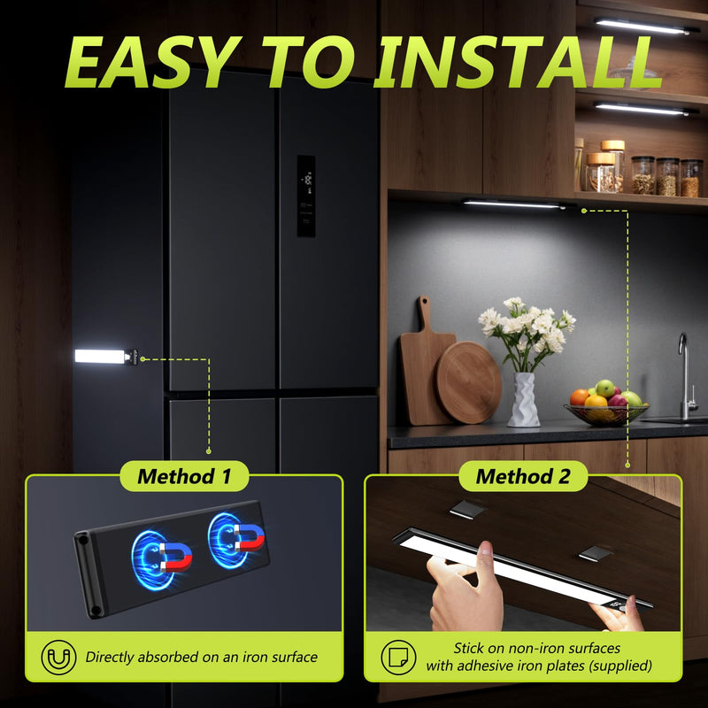 [Australia - AusPower] - Mpotmiy 6 Pack 10" Under Cabinet Lights with Digital Display,52 LED Rechargeable Motion Sensor Light Indoor,3 Color Temperatures, Magnetic Dimmable Closet Lights, Under Counter Light for Kitchen 10inch-6pack 