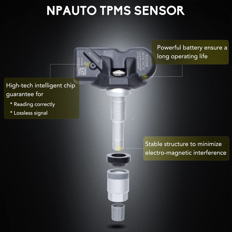 [Australia - AusPower] - NPAUTO TPMS Sensor Compatible with BMW 335i 528i 328i M3 M6 X3 X5 Z4 Series 1 3 5 6 7 Mini Rolls-Royce & More, 4-Pack Tire Pressure Monitoring System Sensors Replace# 36236798726, 36236771034, 433Mhz 
