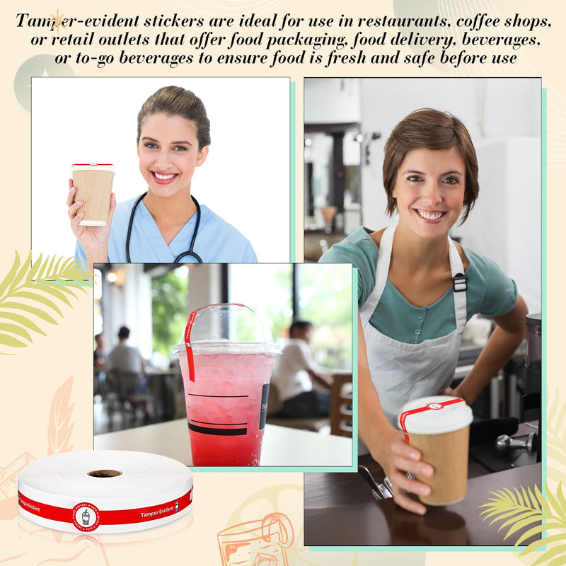 Skyygemm Tamper Evident Tape Safe Secure Tamper Evident Stickers for Drink Lids 1 x 9 Food Delivery Stickers Sealed for Freshness Labels Drink Food Proof Tape(Red,500 Pcs) 500 Red