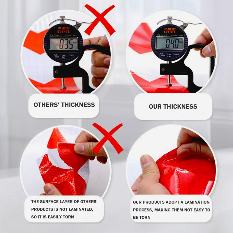 Red White Arrow High Visibility Reflective Tape 2 inch x 75 feet Self-Adhesive Tape Conspicuity Safety Warning Tape ‎2 IN X 75 FT Red & White