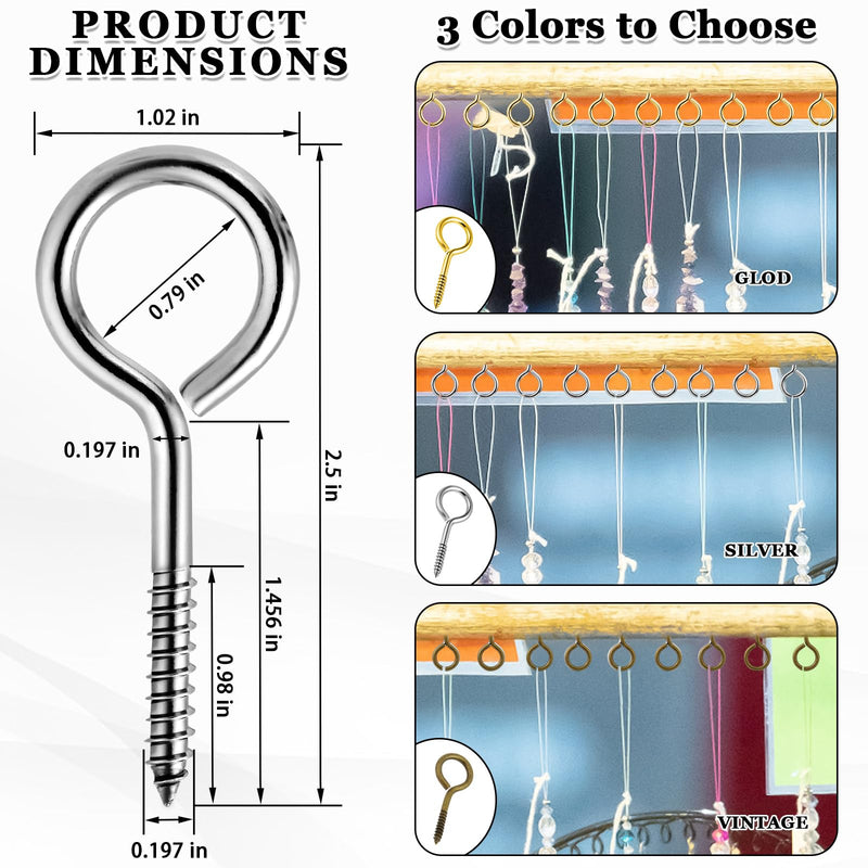 [Australia - AusPower] - YGAOHF18 Pack 2.5 Inch Eye Bolts Screw in Heavy Duty - 304 Stainless Steel Eye Hooks for Securing Cables Wires, Hanging Lights, Indoor & Outdoor Use (Silver) Silver 