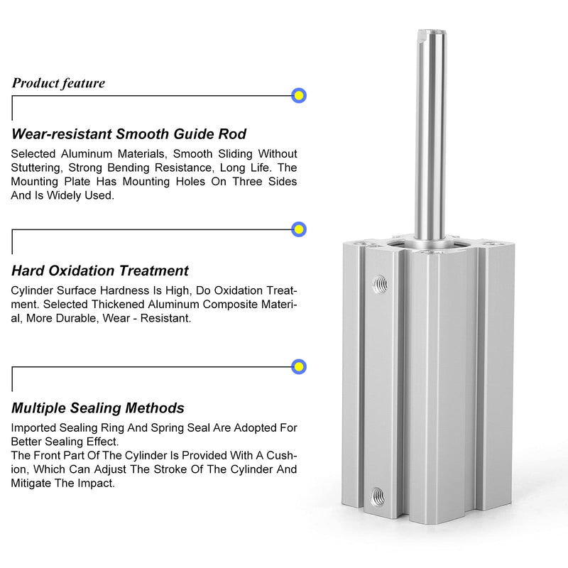 [Australia - AusPower] - TAILONZ PNEUMATIC 25mm Bore 50mm Stroke Pneumatic Small Thin Cylinder Aluminum Pneumatic Air Cylinder SDA25-50 Bore:25mm Stroke:50MM 