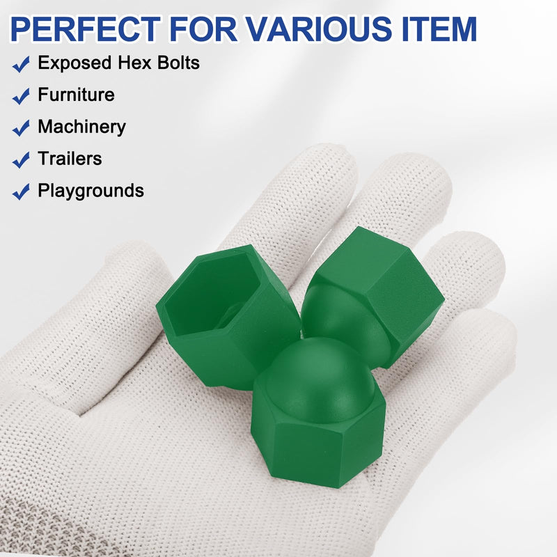 [Australia - AusPower] - PATIKIL 50 Pcs Hex Nut Cover, M16x24x27mm Nylon Screws Bolt Covers Caps Dome Acorn Hex Head Bolt Protection Cap for Screws Nut, Green 