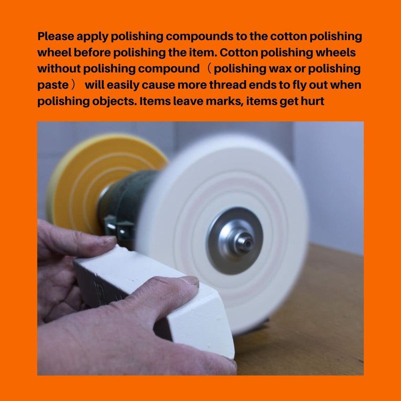 [Australia - AusPower] - Cotton Buffing Wheel Kit 8 inch. for Bench Grinding Wheel Polishing Machines. Polishes Jewelry, Glass, Tools and More. 5/8 inch Arbor 