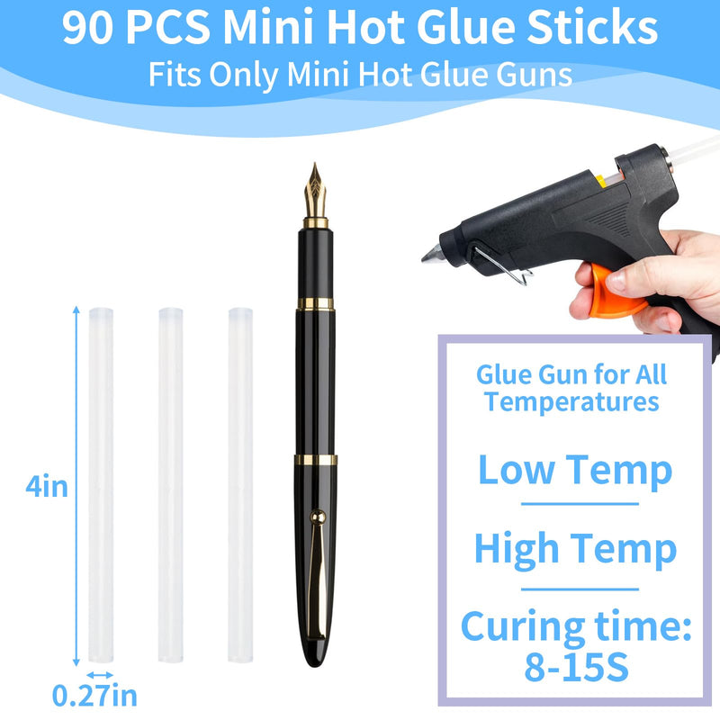 [Australia - AusPower] - Mini Hot Glue Sticks, Clear Glue Gun Sticks for Metal, Wood, Glass DIY Art Craft & School Projects Craft, Bond (90 Pcs 4" X 0.27") 4" X 0.27" 