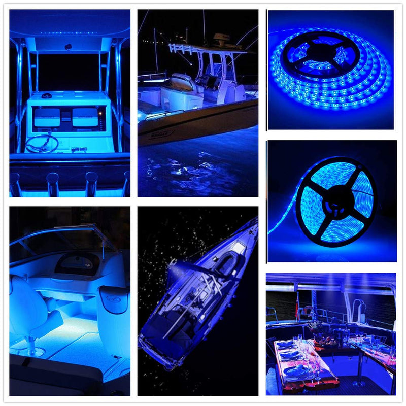 HOKIION Pontoon Led Boat Lights, 12V 20FT Marine Led Strip Lights, Waterproof Boat Interior Light, Boat Deck Light, Night Fishing Lighting with and Extension Cable for Boats (Blue) Blue (20FT)
