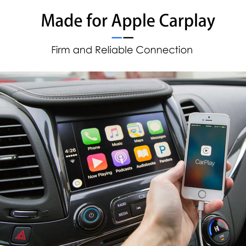 Car Apple Carplay Cable, USB A to Lightning Cable for iPhone 14, 14 pro max,13,Plus,SE 2nd/12/11/Xs/XR, iPad 4/5/ 6/7/ 8, Mini 2/3/4/5, Air 2/3 Charger Cord, Car Charging Cable