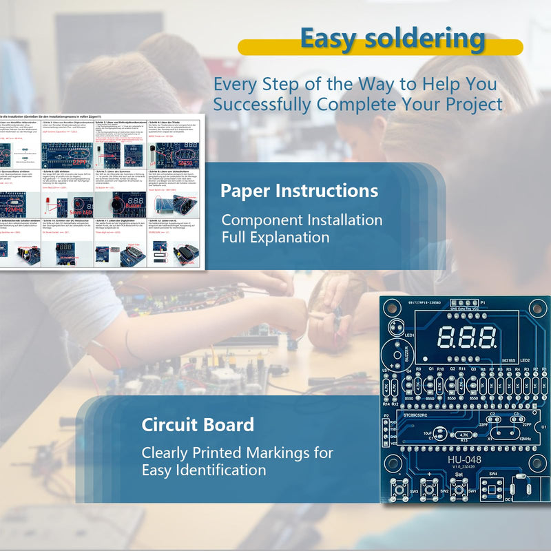 [Australia - AusPower] - EIELE Soldering Practice Kit Ultrasonic Distance Measuring soldering Kit Adjustable Alarm Distance Ultrasonic Module Beginner DIY soldering Projects Fun Practice Kits for Students Adults Education 