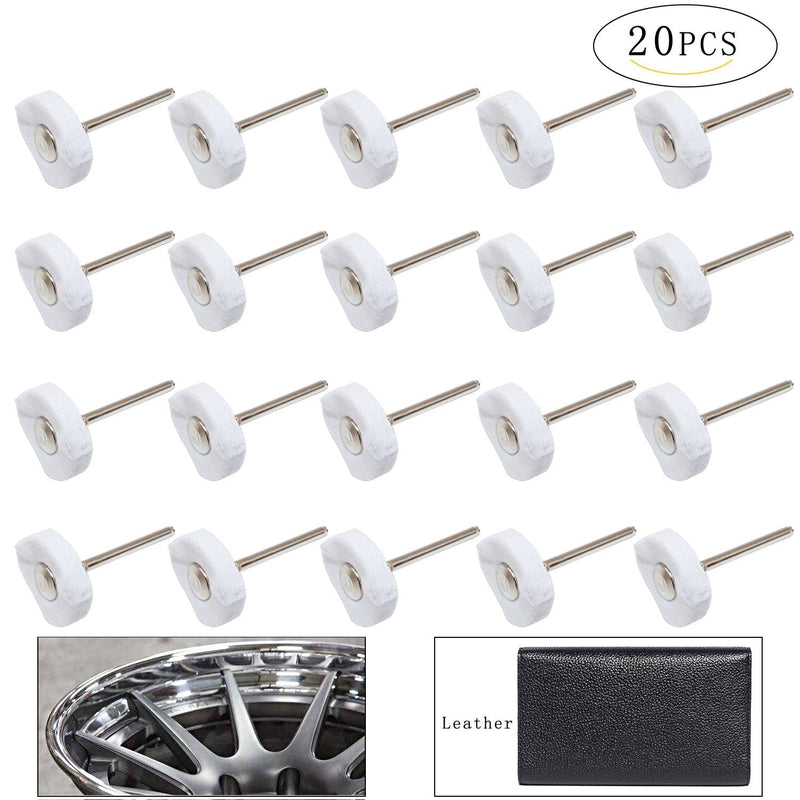 [Australia - AusPower] - Little Buffer Wheels Buffing and Polishing Wheel for Rotary Drill Tools White,3mm Mandrel 20 Pieces 