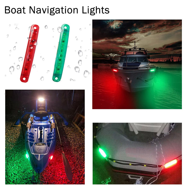 8Pcs Boat Navigation Lights, Stern Lights for Boats, Marine Led Lights for Boat Light Bow and Stern, LED Safety Lamps for Yacht Fishing Pontoon Boat Sailboat Kayak Bass Boat Vessel(Red & Green) 4X Red & 4X Green