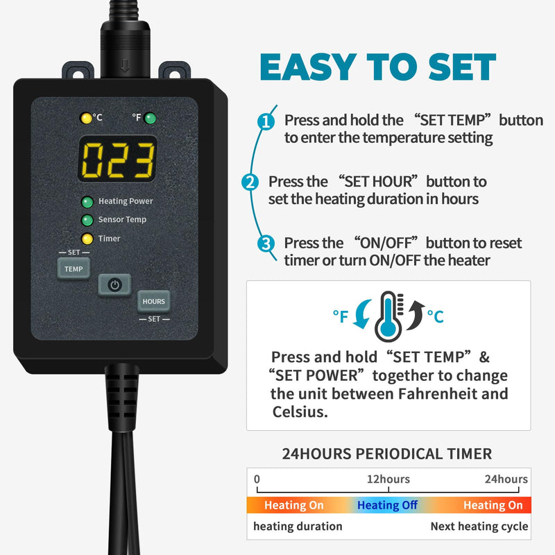 [Australia - AusPower] - SYSAI Digital Thermostat Controller for Reptiles, Seed Germination, Breeding, Incubation and Small Greenhouse, 50-95°F, 1.5A 150W 