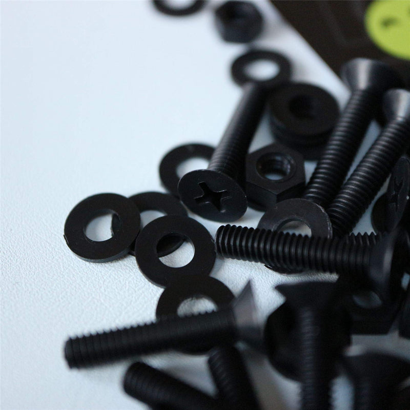 [Australia - AusPower] - 20 x Black Countersunk Screws Polypropylene (PP) Plastic Nuts and Bolts, Washers, M4 x 20mm, Anti-Corrosion, Chemical Resistant, (5/32 x 25/32 in) 