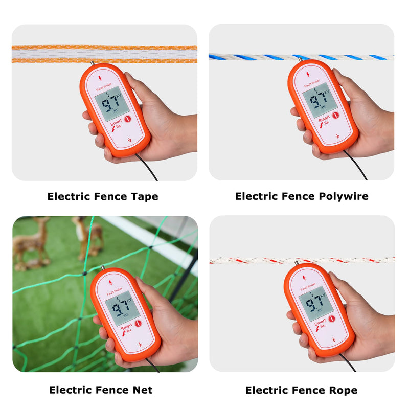 [Australia - AusPower] - Electric Fence Voltage Tester, 15KV Digital Electric Fence Voltage Tester, Digital Display High Voltage 200-15000V Gardening Tools Orange 