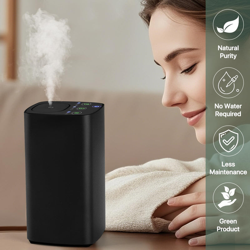 Waterless Car Essential Oil Diffuser, Portable Nebulizer Aromatherapy Diffuser, Mini Scent Air Machine with Timers for Home, Room, Car, Office,Travel Black