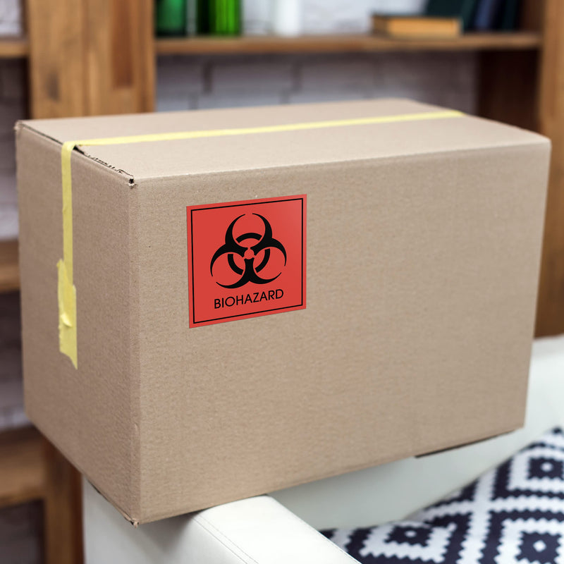 Biohazard Warning Labels 4" X 4" Inch, Fluorescent Red-Orange Hazardous Stickers 250 Labels Per Roll for Medical and Industrial Use and More - Made in the USA by Kenco (1) 1