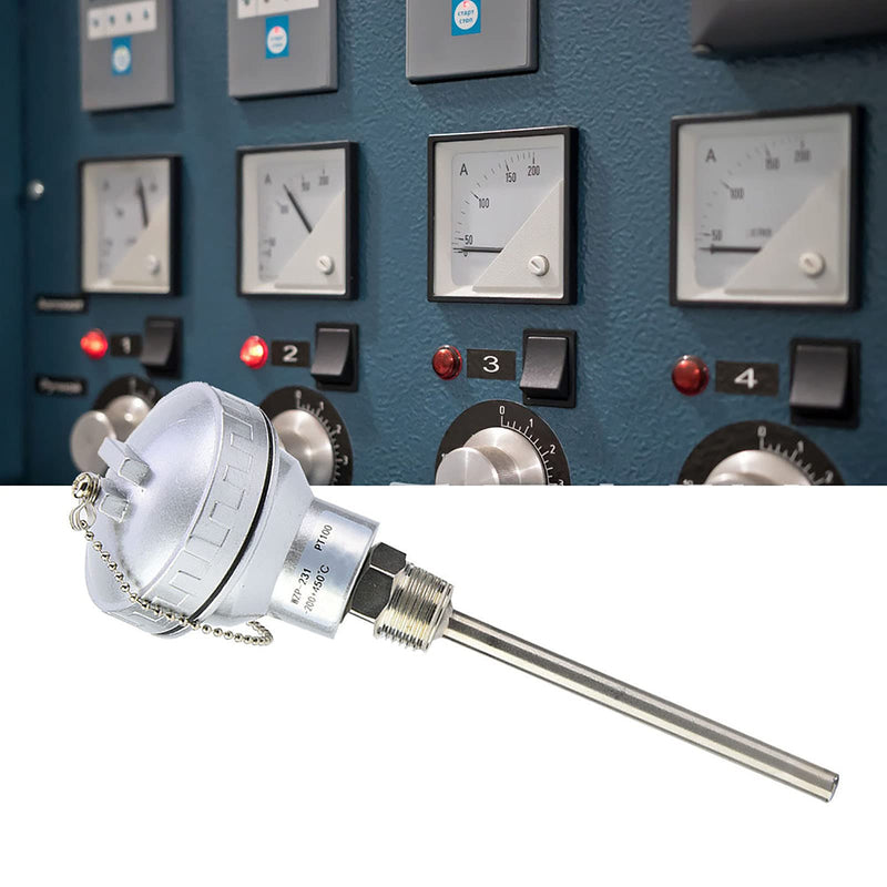 [Australia - AusPower] - PT100 Temperature Sensor Probe 100mm, 1/2" NPT Thread, 201 Stainless Steel Terminal Head 