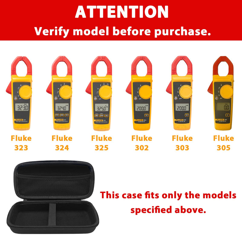 [Australia - AusPower] - Hard Tool Carrying Case for Fluke 323/324/325/303/305 Clamp Multimeter FC True RMS Meters(Case Only) 