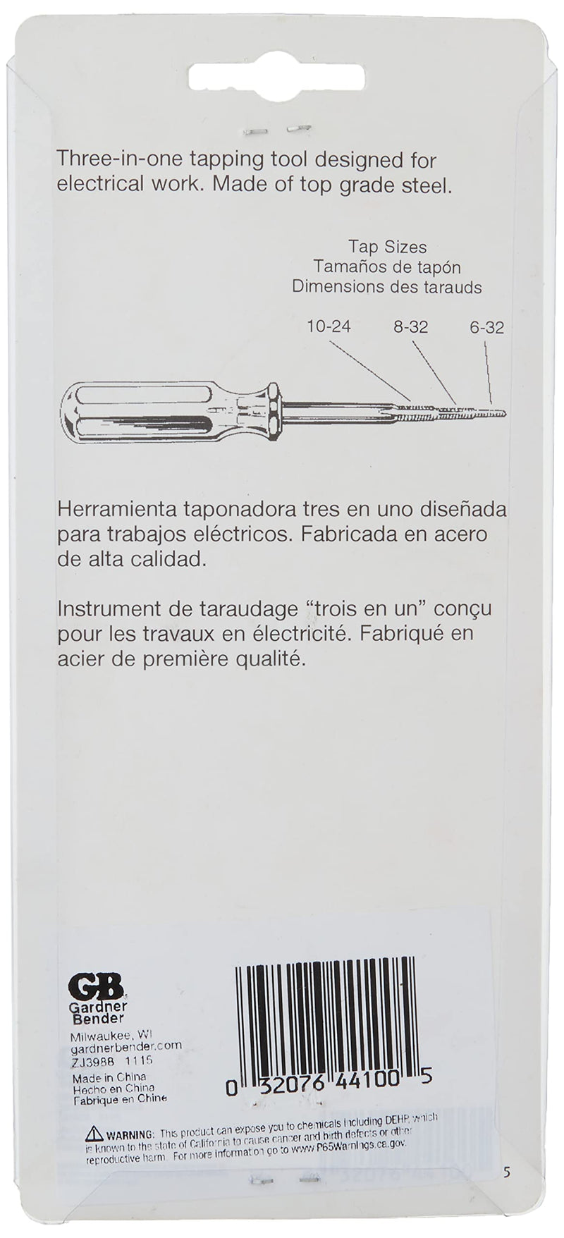 [Australia - AusPower] - Gardner Bender TT-10B Electricians Tapping and Rethreading Tool, 3 Tap Sizes 6-32, 8-32, & 10-24 