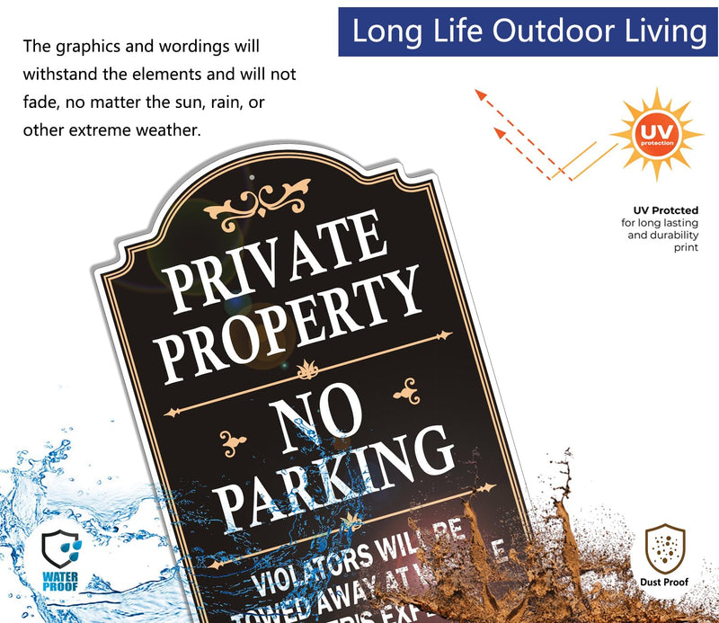 Private Property No Parking Violators Will Be Towed Away at Vehicle Owner's Expense Sign 12" x 18" Metal Rust-Free Aluminum UV Protected Sturdy 2 Pack A2