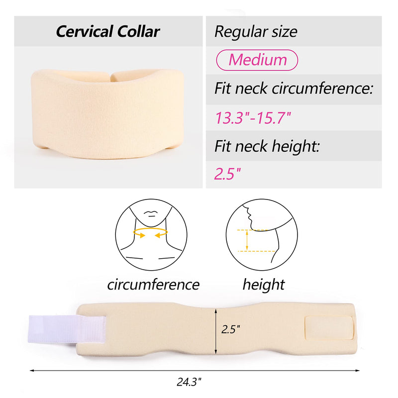 [Australia - AusPower] - Soft Foam Neck Brace Universal Cervical Collar, Adjustable Neck Support Brace for Sleeping - Relieves Neck Pain and Spine Pressure, Neck Collar After Whiplash or Injury (2.5" Depth Collar, M) White Narrow 2.5" Depth Collar Medium (13.3-15.7 Inch) 