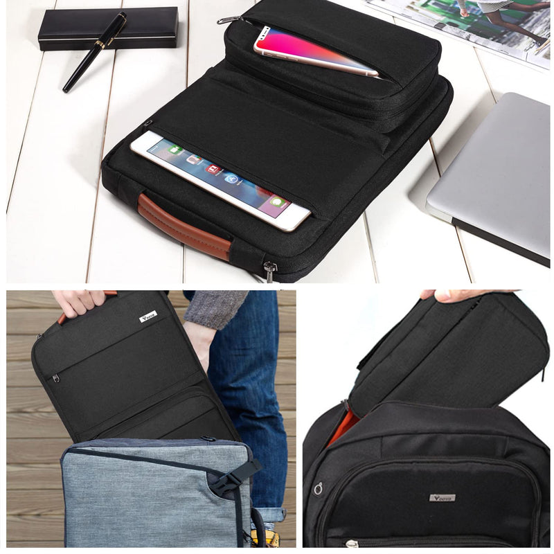 [Australia - AusPower] - Voova Laptop Sleeve Case 15.6 Inch Compatible with MacBook Pro 15, New MacBook Pro 16 M1 Pro/Max, 15-16" Microsoft Hp Lenovo Dell Acer Asus, 2 in 1 Waterproof Computer Bag with Detachable Pouch, Black 15-16 Inch (15.7 x 11.8 x 1.2 in) 