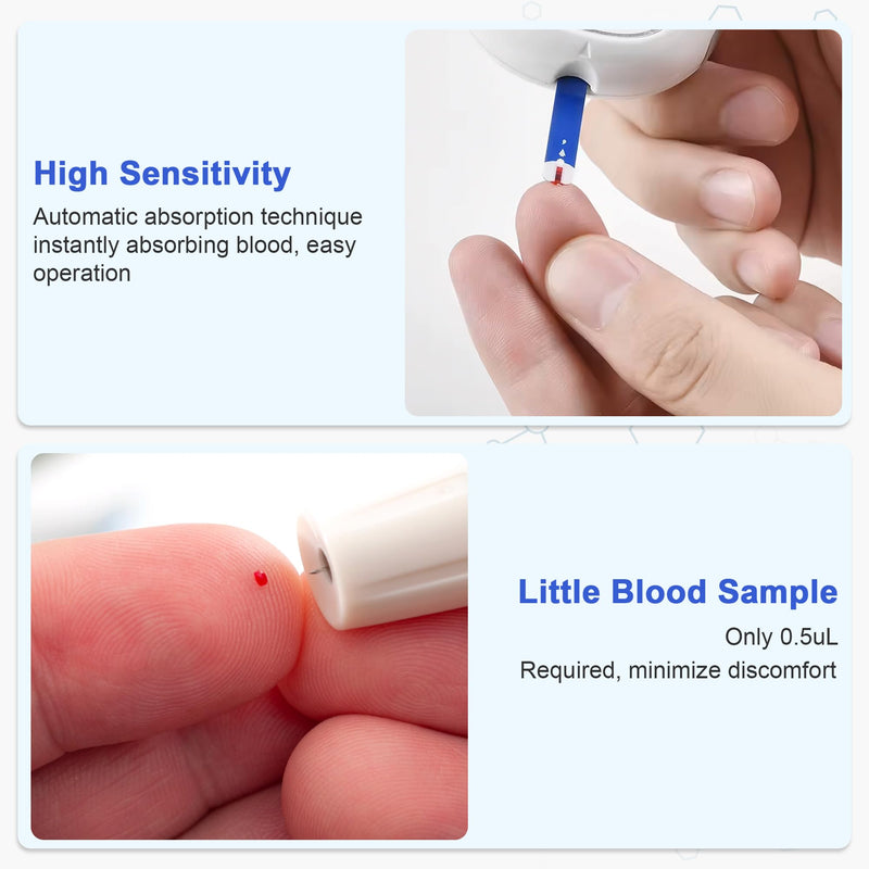 Blood Glucose Test Strips Set -Lvonge 100PC Test Strips for Use Only with Lvonge Blood Glucose Monitor G520/501, Home Diabetes Blood Glucose Testing Kit