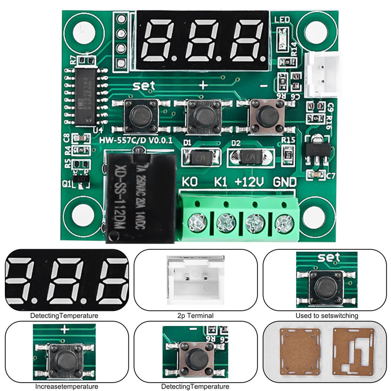 [Australia - AusPower] - W1209 DC 12 V LED Digital Thermostat Temperature Controller Module Temperature Controller, -50-110°C Temp Control Switch Module Board with Waterproof Sensor Probe, Heating/Cooling Pack of 6 