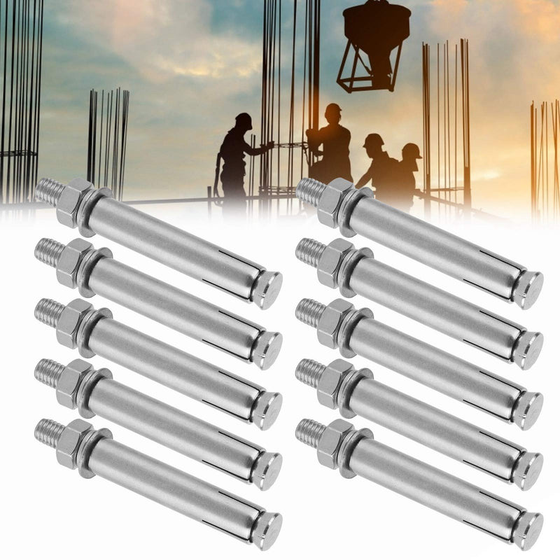 [Australia - AusPower] - Eujgoov 10Pcs Stainless Steel Expansion Bolts M8x80 Hex Nut Expansion Bolts Anchor Accessories for Home Improvement 