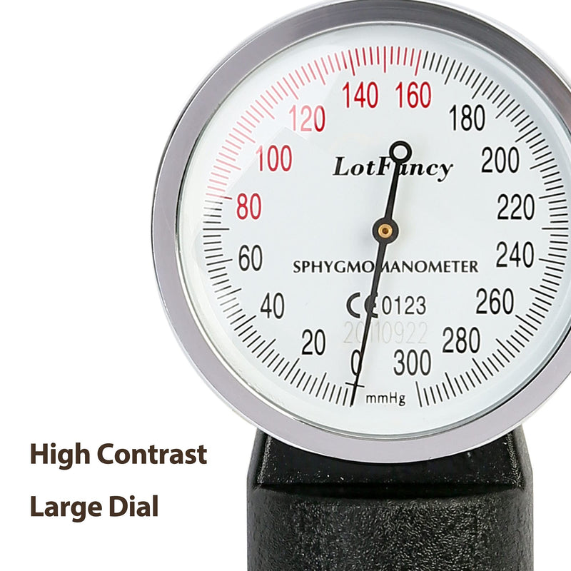 [Australia - AusPower] - LotFancy Aneroid Sphygmomanometer, Blood Pressure Monitors, Manual Blood Pressure Cuff with Zipper Case, Calibration for Accurate Readings, Adult Size Cuff (10"-16"), Black M Cuff (10"-16") 
