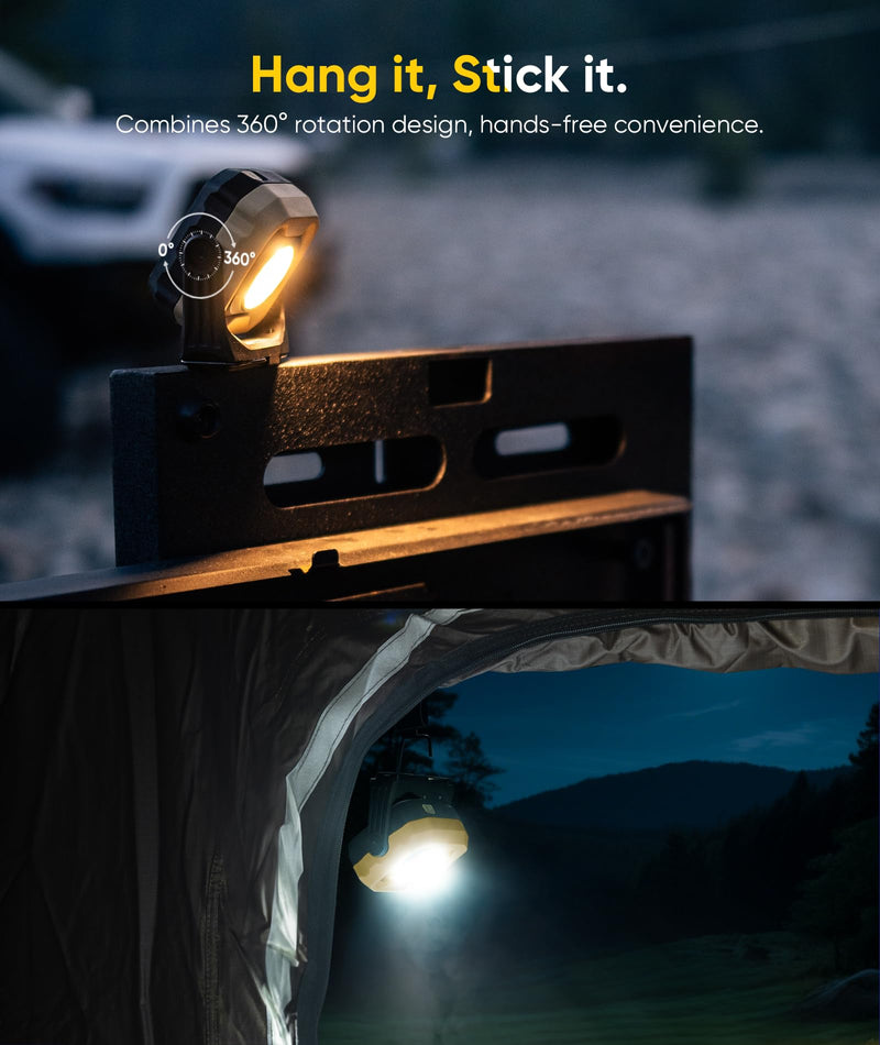 HOTLIGH Rechargeable Work Light, 1200LM Magnetic Light with IPX4 Waterproof, 4000mAh Battery Led Work Light, Mechanic Light for Car Repair, Camping, Emergency, 1 Pack