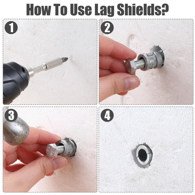 [Australia - AusPower] - 25 Pcs 3/8 x 1-3/4" Lag Shield Concrete Anchors Short Lag Screw Cinder Block Masonry Anchors Hole, Zinc Alloy 