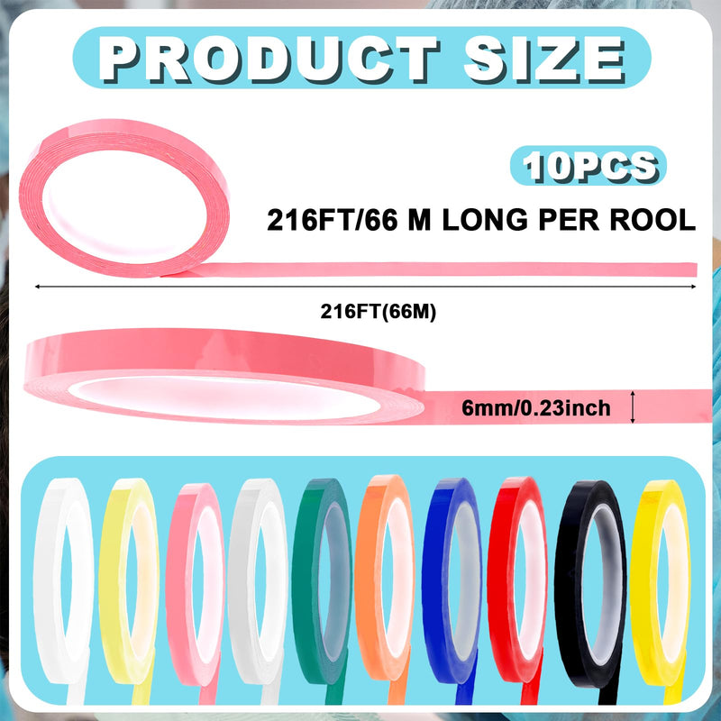 [Australia - AusPower] - 10 Rolls Autoclave Tape, 0.24" Width 216.5' Length Instruments Identification Tape 10 Colors Instrument Tape Surgical Dental Tape Autoclavable 270° F Steam 