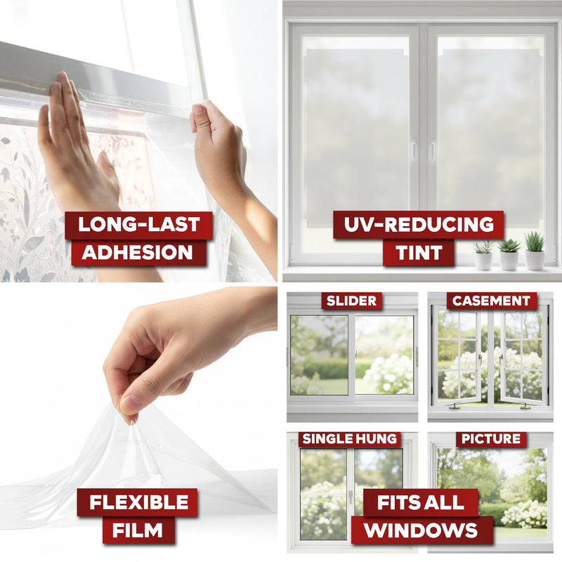XFasten Window Insulation Kit for Winter, Pre-Taped 62" x 420" 0.75 mil Clear Window Plastic for Winterizing Kit, Heavy-Duty Insulation Film Cover for Drafts - Includes 3 Rolls Clear Double-Sided Tape