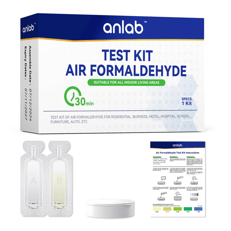 anlab™ Air Formaldehyde (HCHO) DIY Test Kit - Used for Air Quality Testing, Detector Used for Home, Residential, Business, Hotel, Hospital, School, Furniture, Auto (Pack of 3)