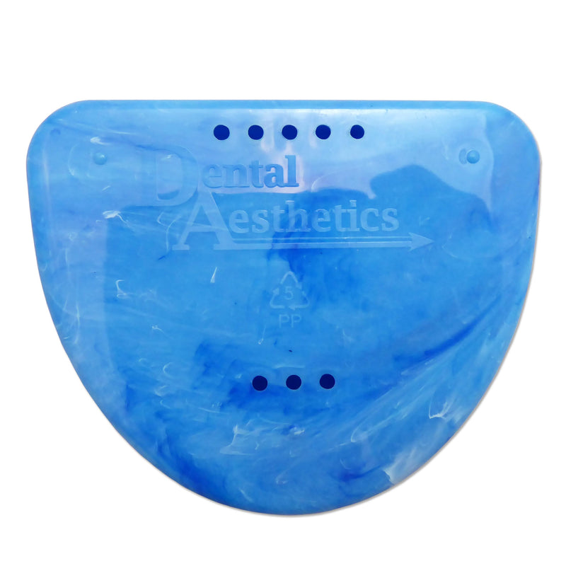 [Australia - AusPower] - Schlanke kieferorthopädische Zahnarzttasche – Marmorfarben für Retainer, Bleichschalen, Zahnersatz und mehr (blauer Marmor) Blauer Marmor 