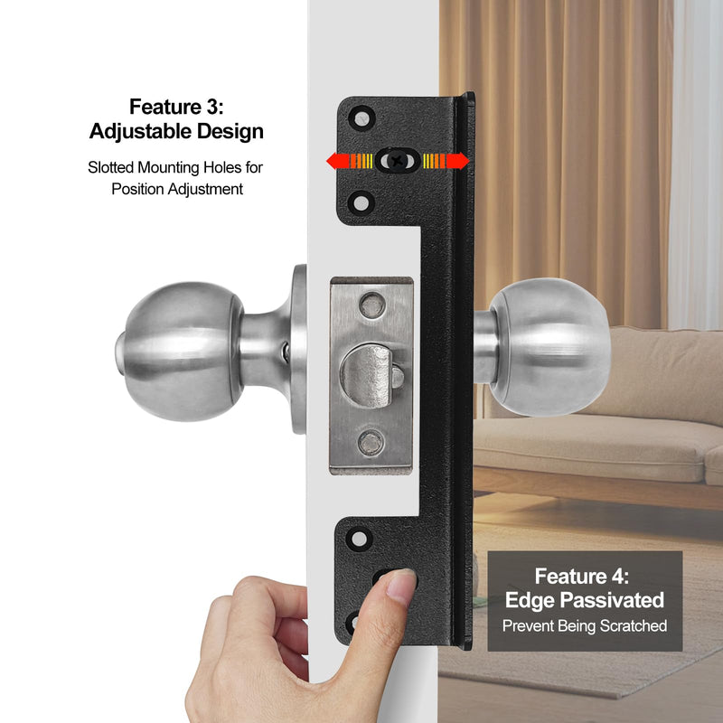 Door Latch Guard Plate 12” with 1” Offset Cover, Protector Shield for Door Knob/Deadbolt/Mortise/Double Door Lock, Outswing Door Security, Heavy Duty Version(1 Pack) 1 Pack