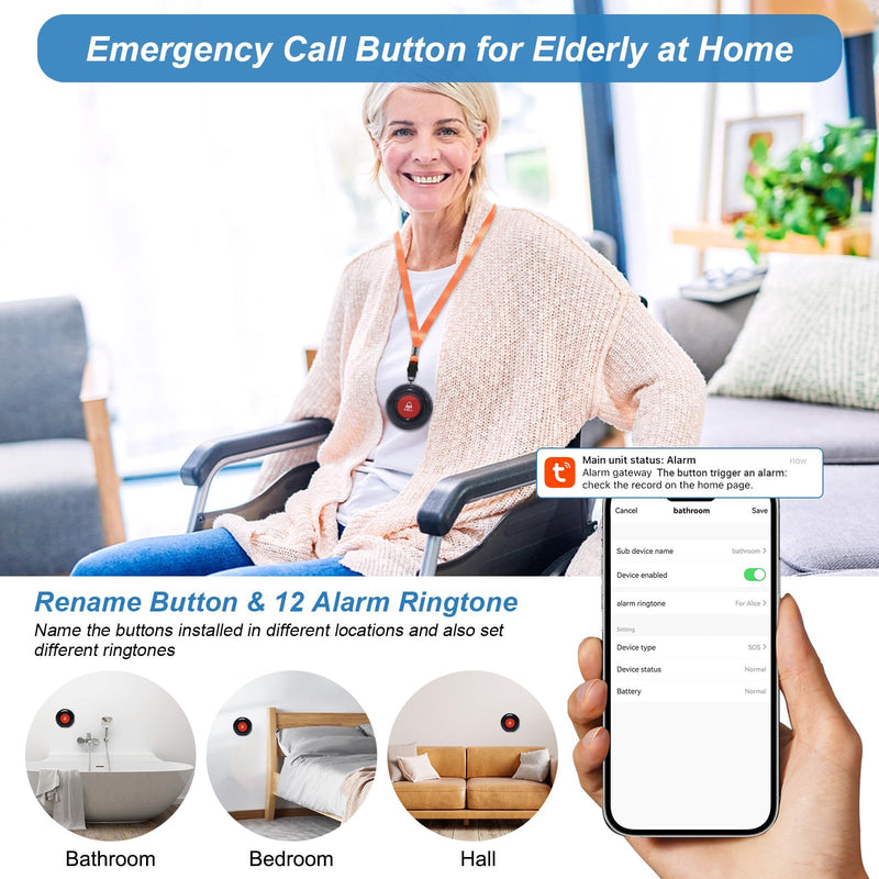 [Australia - AusPower] - WiFi Wireless Caregiver Pager Call Button System Emergency Alert System Life Alert Button for Seniors Patient Disabled Elderly 1 Call Button 1 Watch Button 1 Receiver(only Supports 2.4GHz Wi-Fi) 1 Button & 1 Watch & 1 Receiver 