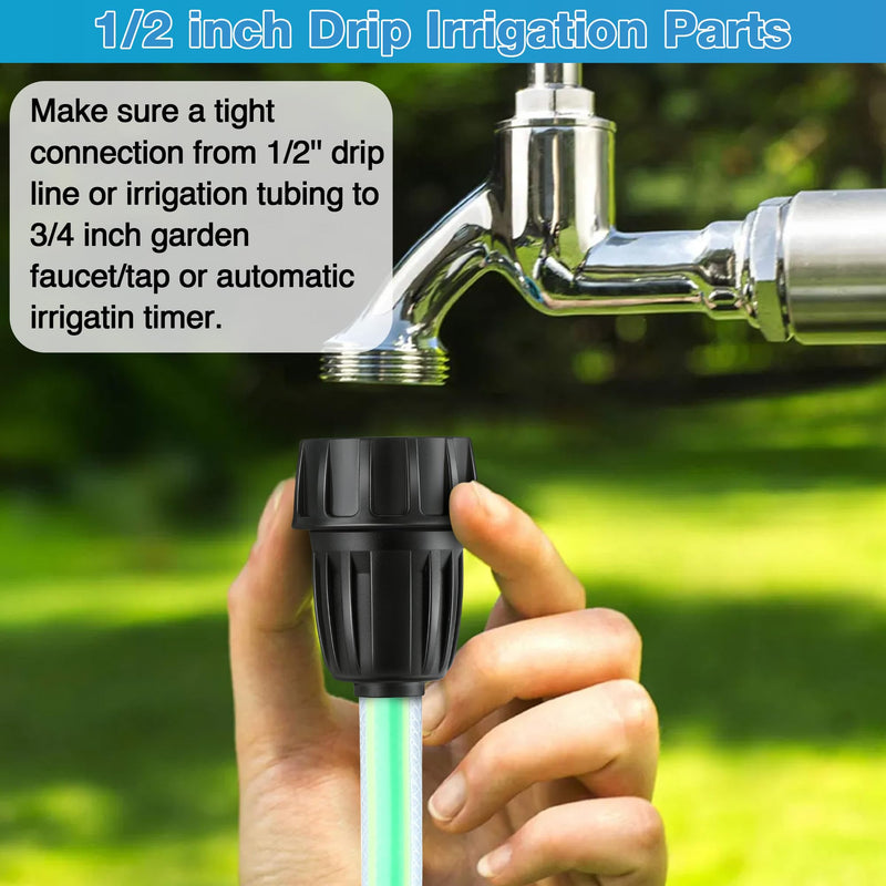 [Australia - AusPower] - 4 Pcs 25 PSI Drip Irrigation Pressure Regulator Faucet Adapter Kit, 2 Pcs 3/4" FHT x 3/4'' MHT Pressure Regulator, 2 Pcs 1/2 Inch Drip Irrigation Tubing Adapter for Drip Irrigation System 4.0 