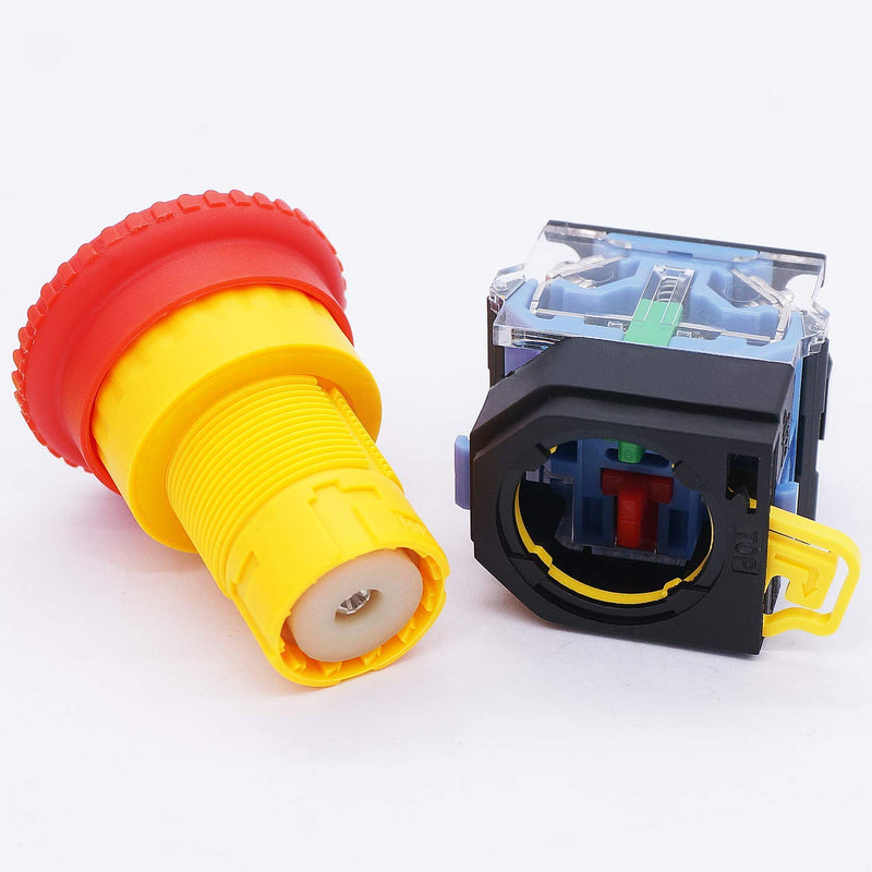 [Australia - AusPower] - Taiss /not off switch 22 mm red mushroom 1NO 1NC AC 440V 10A LA38-11ZS 