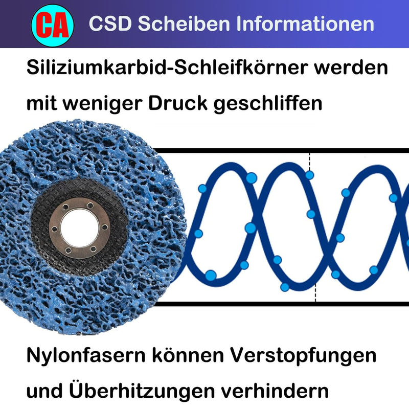[Australia - AusPower] - Crossarctic 125 mm CSD Disc Sanding Discs, Pack of 5 Blue Cleaning Discs, Nylon Flex Discs Removal of Paint Rust for Angle Grinders 