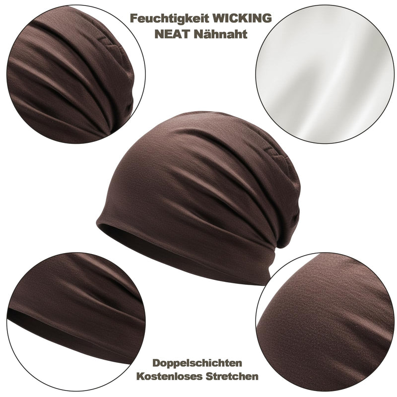 Pack of 4 Women's Chemo Hats, Beanie Chemo Headwear for Women, Soft Hats for Hair Loss and Chemotherapy, Daily Headwear in Black, Beige, Khaki and Brown
