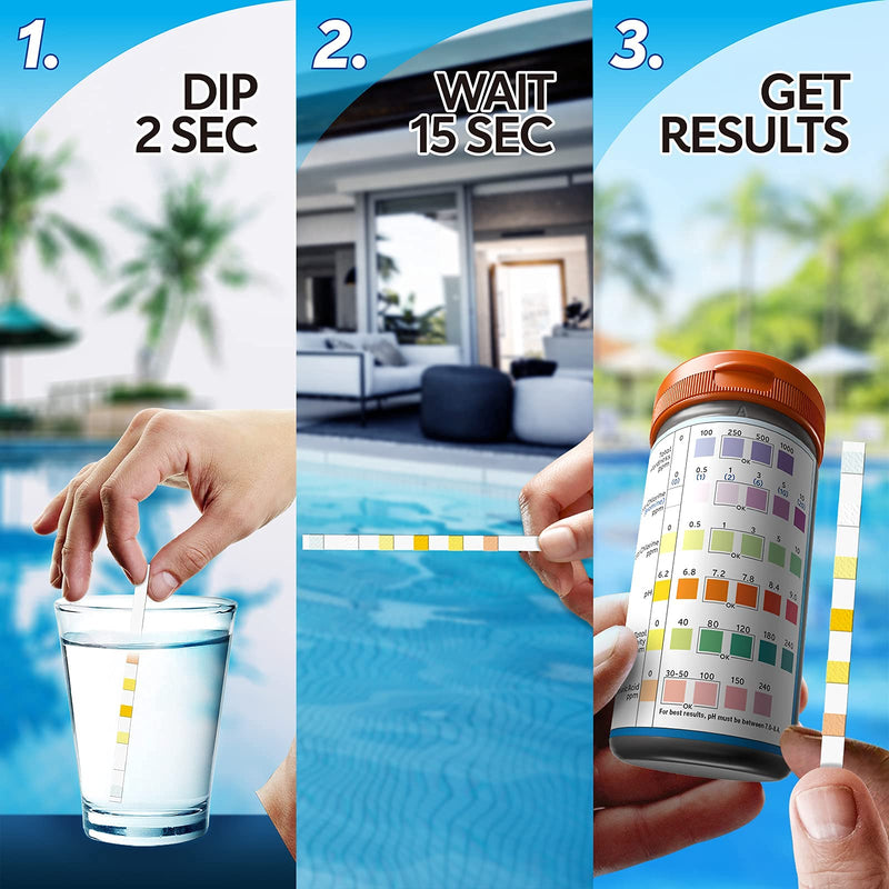 [Australia - AusPower] - Pool and Hot Tub Test Strips - Medical-Grade Precision 7-1 Pool Test Kit - Testing pH, Free Chlorine(Bromine), Total Alkalinity & Cyanuric Acid & More - Pool Water Test Kit 7 IN 1 Pool Test Strips 