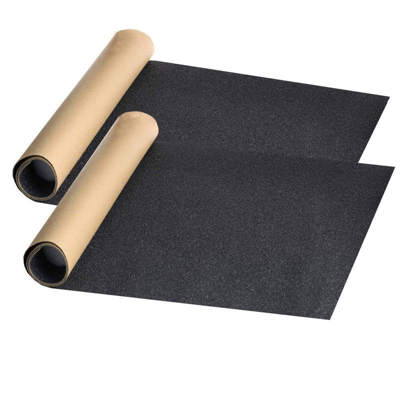 ZUEXT 9" x 33" Black Skateboard Grip Tape Sheets 2 Pack, Bubble Free Waterproof Scooter Griptape,Longboard Griptape, Anti Slip Sandpaper for Rollerboard Stairs Pedal Wheelchair Steps (84x23cm) 9"x33"