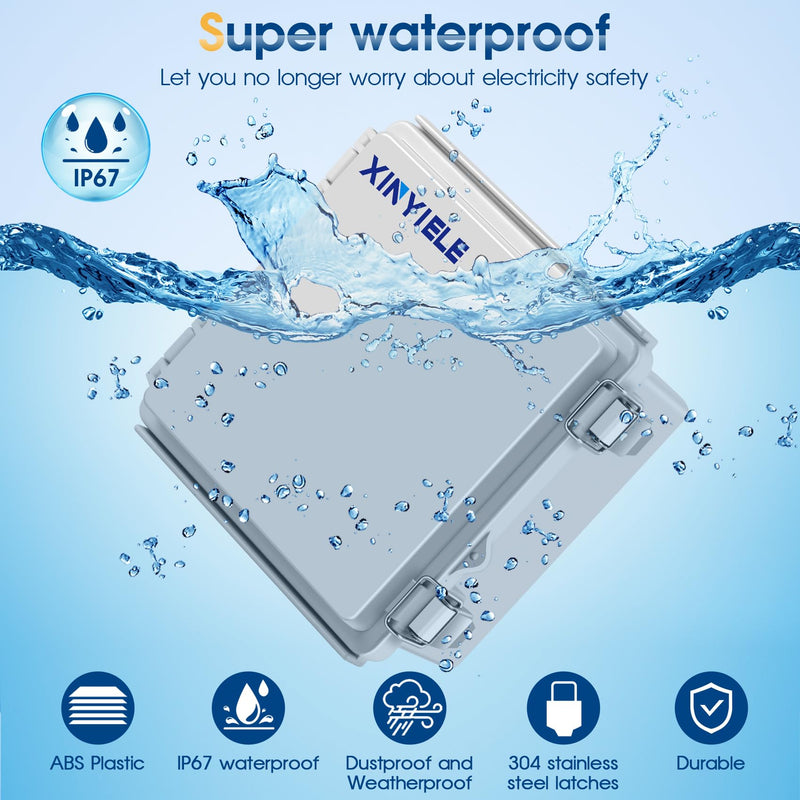 [Australia - AusPower] - Waterproof Outdoor Project ABS Plastic Junction Box IP67 Weatherproof Dustproof Enclosure with Hinged Cover, Mounting Plate,Wall Brackets for Power Project (5.9"X5.9"X3.5") 5.9"X5.9"X3.5" Grey Cover 