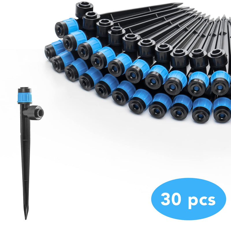 [Australia - AusPower] - 30PCS Easy-Connect Drip Irrigation Emitters Fan Shape for 1/4 inch Irrigation Tubing, Adjustable Water Flow Drip Emitters with Stake Pack of 30 Blue 