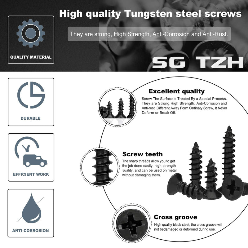 [Australia - AusPower] - #8 x 2" Wood Screw 50PCS Black Phosphate Coated Stainless Flat Truss Head Fast Self Tapping Drywall Screws by SG TZH 50 #8 x 2" 