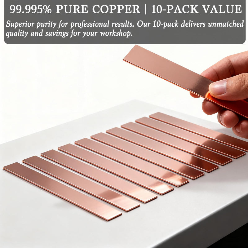 [Australia - AusPower] - 10-Pack Pure Copper Anode Sheets - 99.995% Electroplating Grade Copper Electrode Strip, 1mm x 25mm x 150mm for Plating and Electroplating & Educational Use 