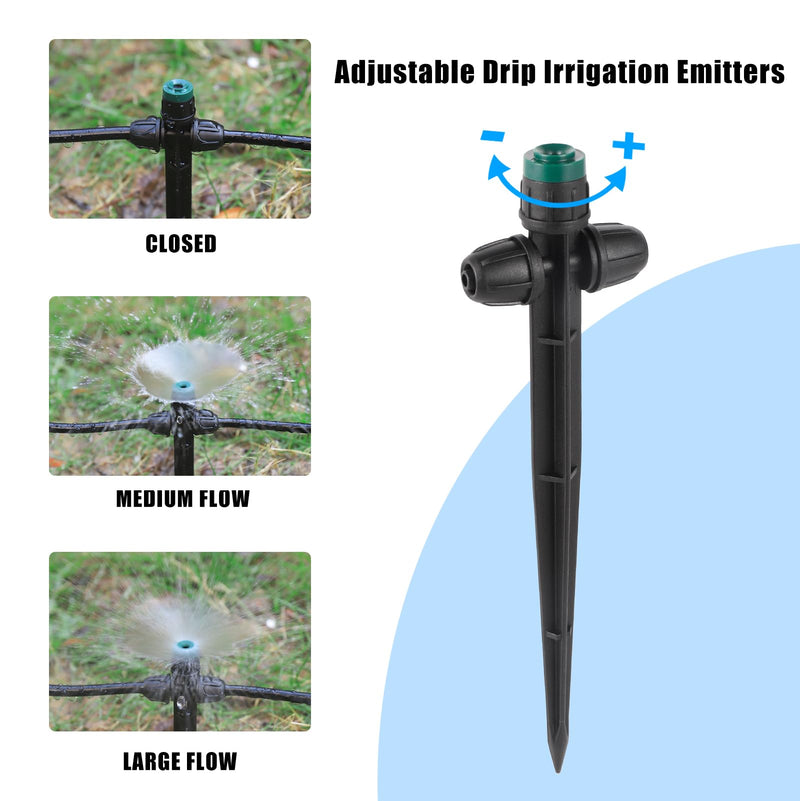 [Australia - AusPower] - Drip Irrigation Emitters Sprayer for 1/4" Irrigation Tubing,Double Hole Design Adjustable 360 Degree Sprayer on 6.5" Stake for Garden Irrigation Watering System (25pc-Green Sprayer) 25pc-Double Nut Sprayer 