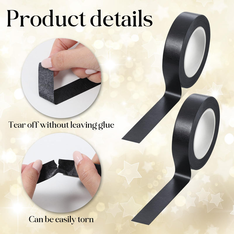 2 Roll Black Washi Tape 0.59 Inch x 14 Yards Self Adhesive Masking Sticker Border Masking Tapes for Assisting and Decorating Paintings Holiday Gift Boxes Scrapbooks DIY Art Craft Wrapping Decoration